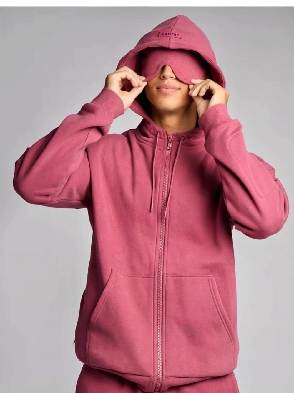 Comfrt Airplane Mode Travel Zip Hoodie Oversized Zip Hoodie in Pink Like New